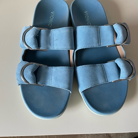 Vionic blue leather slides - Picture 1 of 3